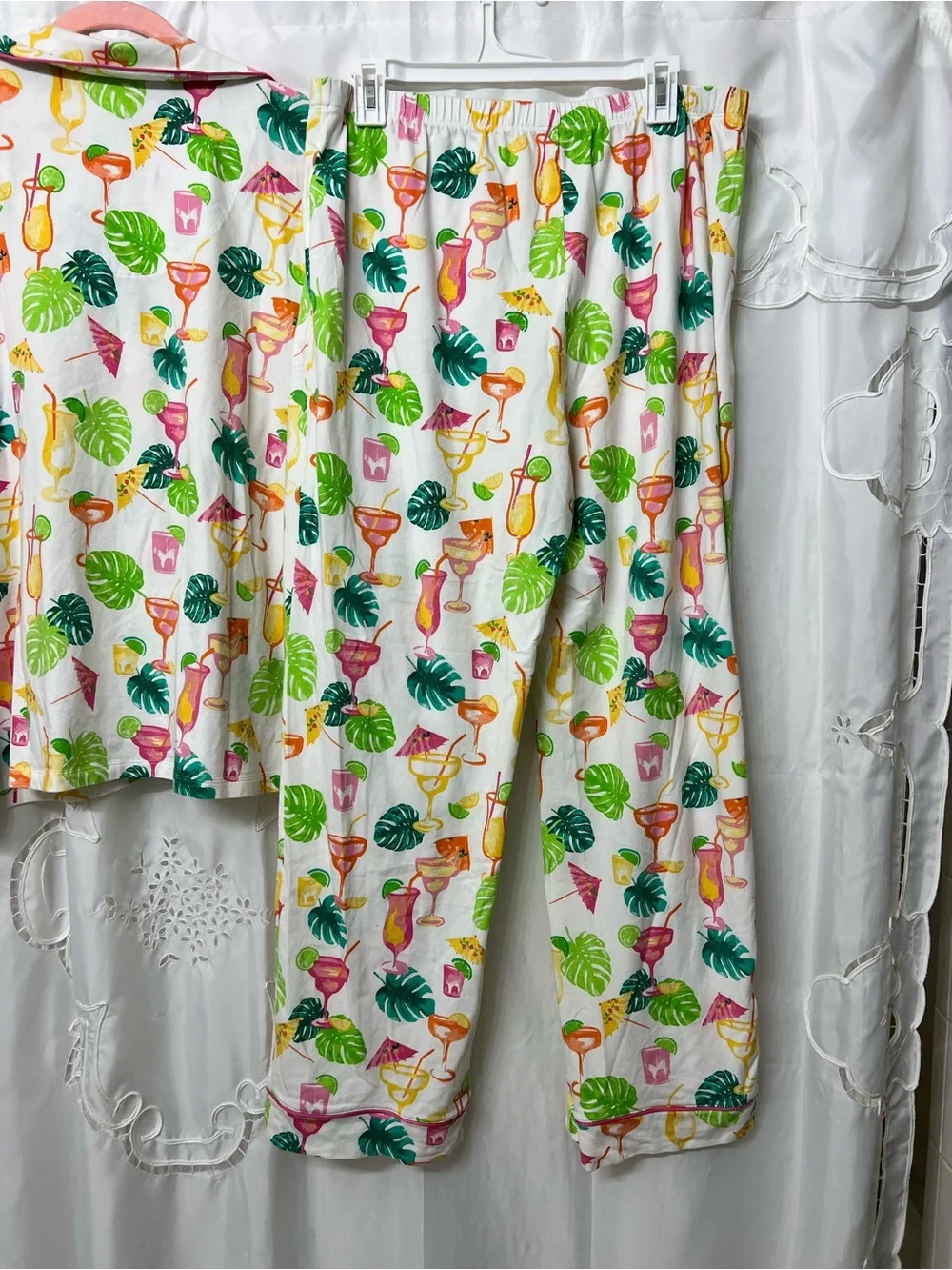 BedHead PJs Tropical Cocktail Monstera Pajama Set Cotton Size L